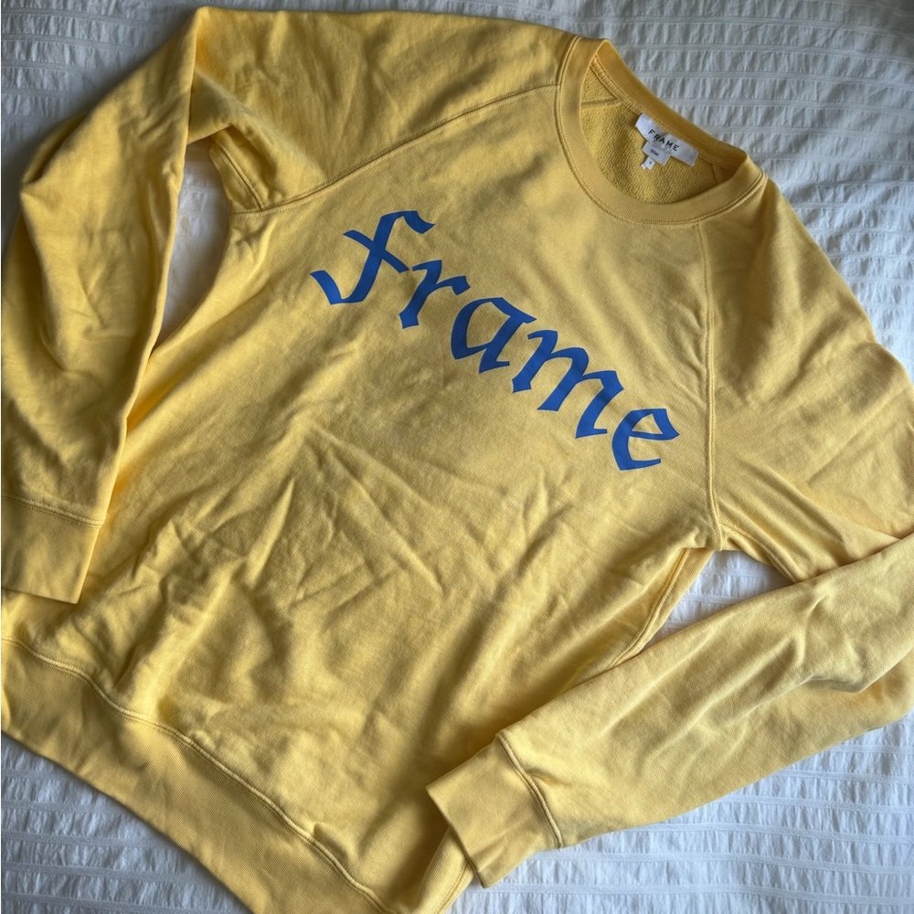 Frame Canary Yellow Crewneck with Blue Logo